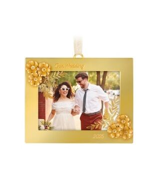 Hallmark Gold Photo Frame Ornament with Floral Accent